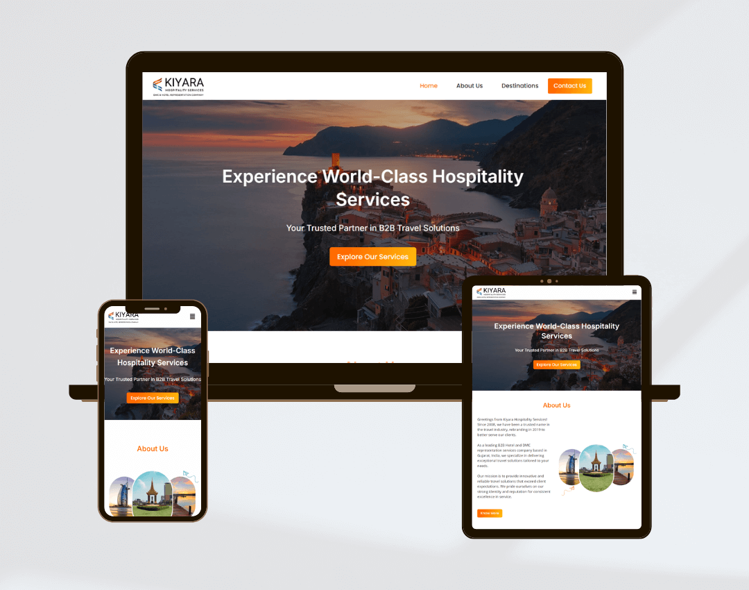 Kiyara Hospitality Website Portfolio Image